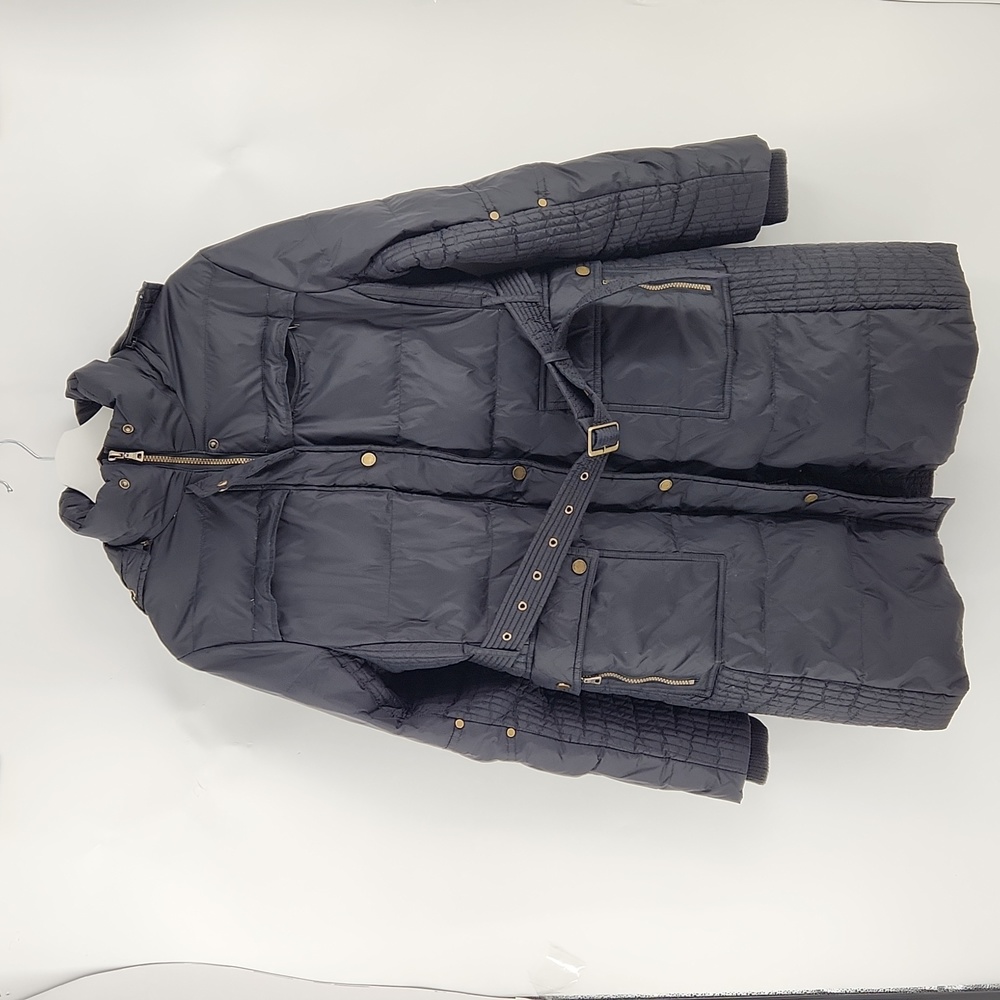Tommy Hilfiger Navy Quilted Ski Puffer Coat with Belt